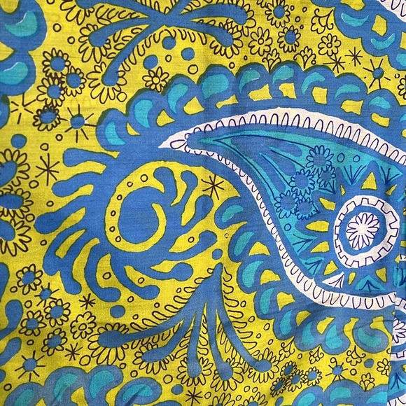 Vintage Vera Neuman Paisley Silk Blue Yellow Scarf - Picture 3 of 8